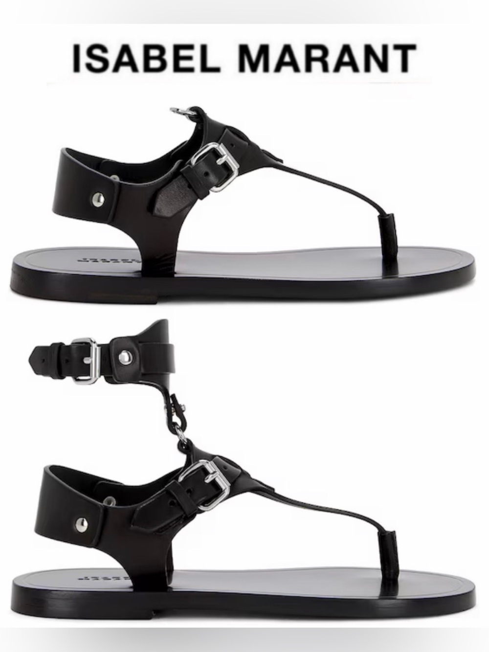 Isabel Marant Eveen Removable Ankle Cuff Sandal Black Leather EU 36 $790
